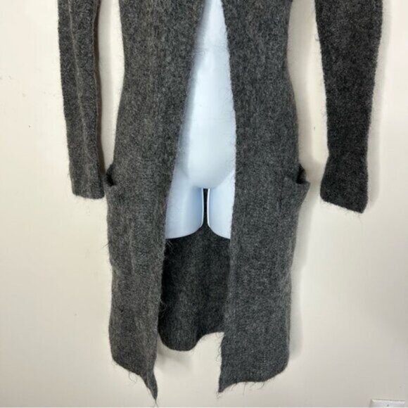 Aritzia Long Cardigan Sweater Duster Mohair Wool Blend Belted Grey Whimsigoth - Picture 9 of 16